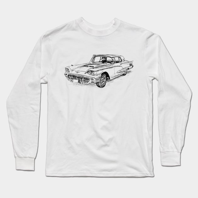 Antique Ford Thunderbird Car Long Sleeve T-Shirt by rachelsfinelines